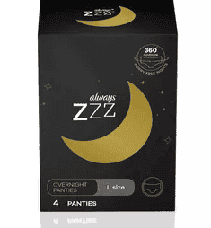 Always Zzz Disposable Overnight Period Underwear For Women Size L